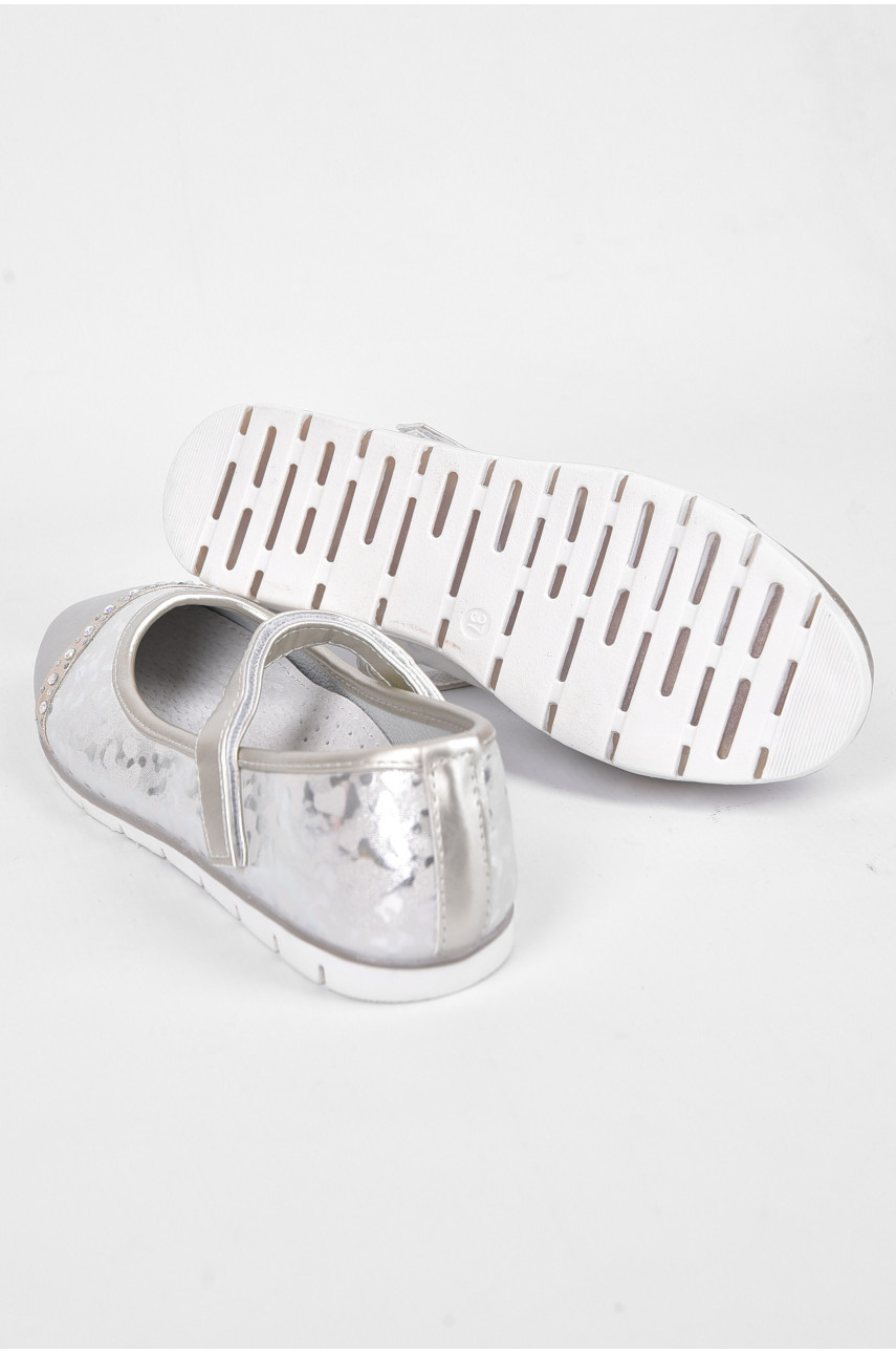 Балетки для девочки серебристого цвета 192610