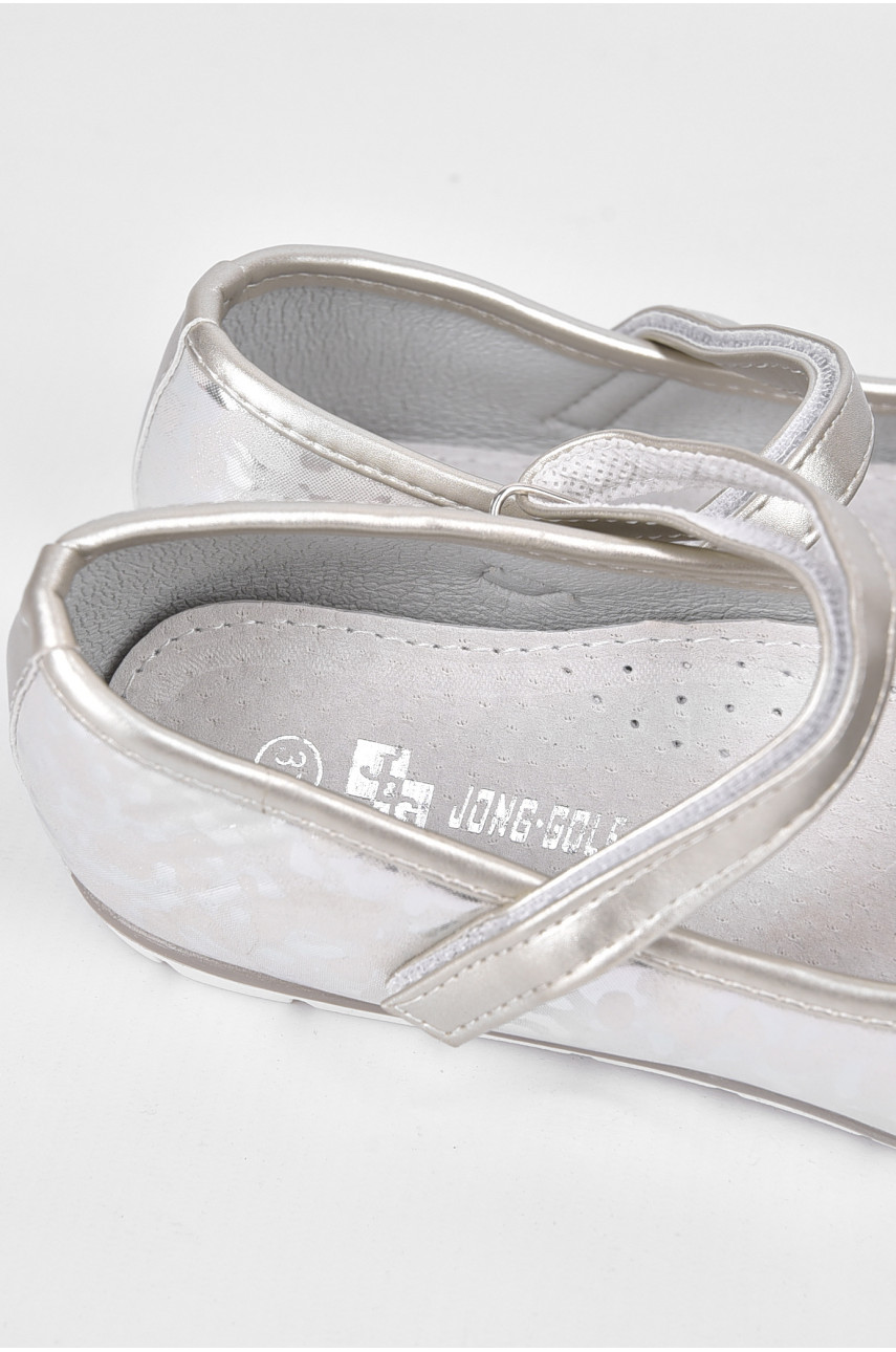 Балетки для девочки серебристого цвета 192610