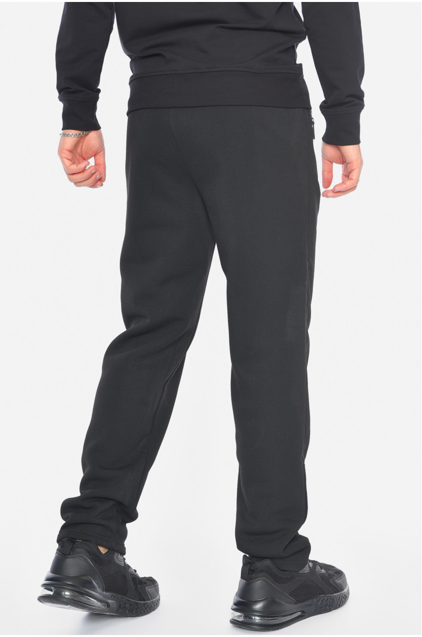Спортивные штаны мужские на флисе черного цвета А23 192618