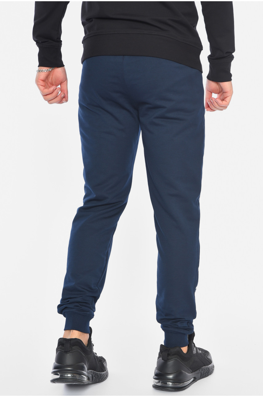 Спортивные штаны мужские на флисе темно-синего цвета А23 192619