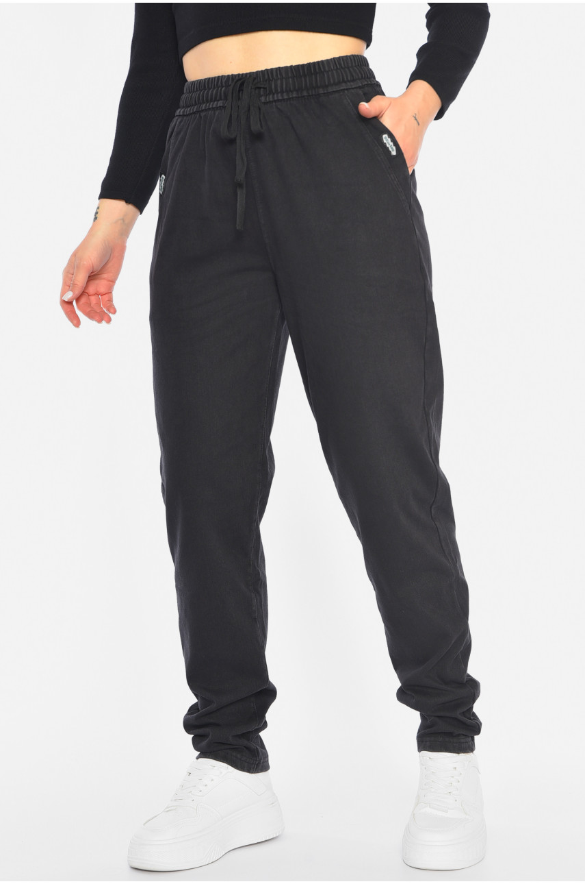 Джинси жіночі батальні утеплені чорного кольору 582-5 192639