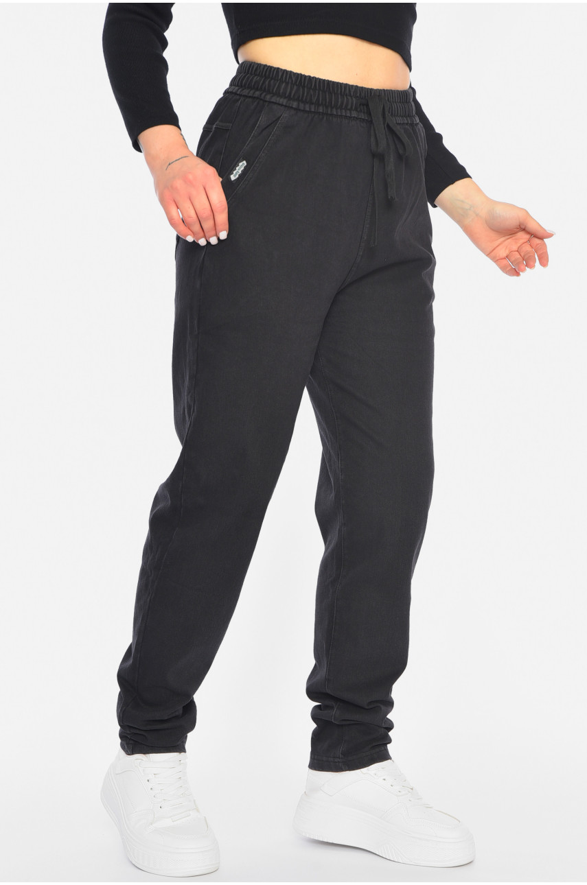 Джинси жіночі батальні утеплені чорного кольору 582-5 192639