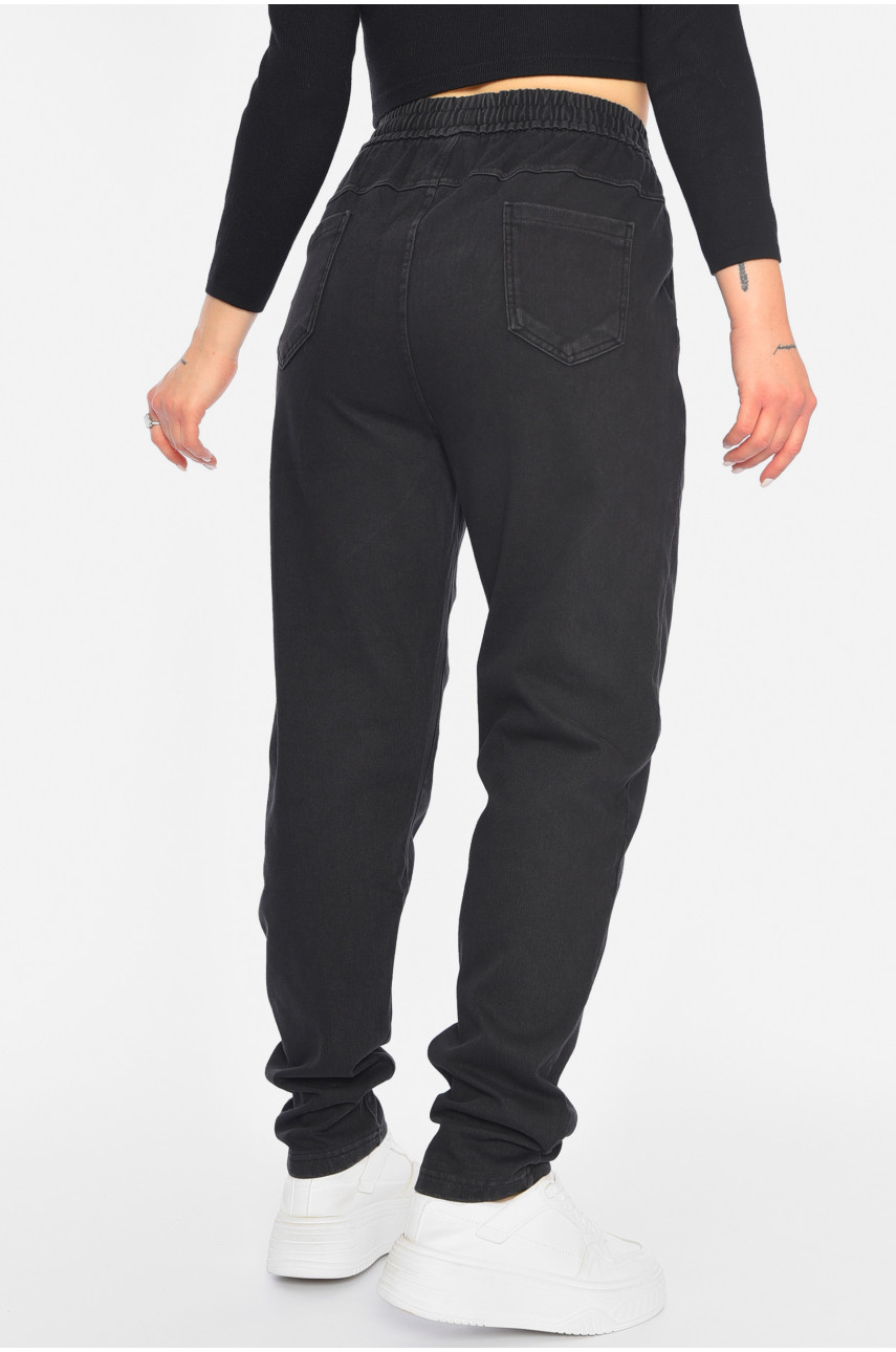 Джинси жіночі батальні утеплені чорного кольору 582-5 192639