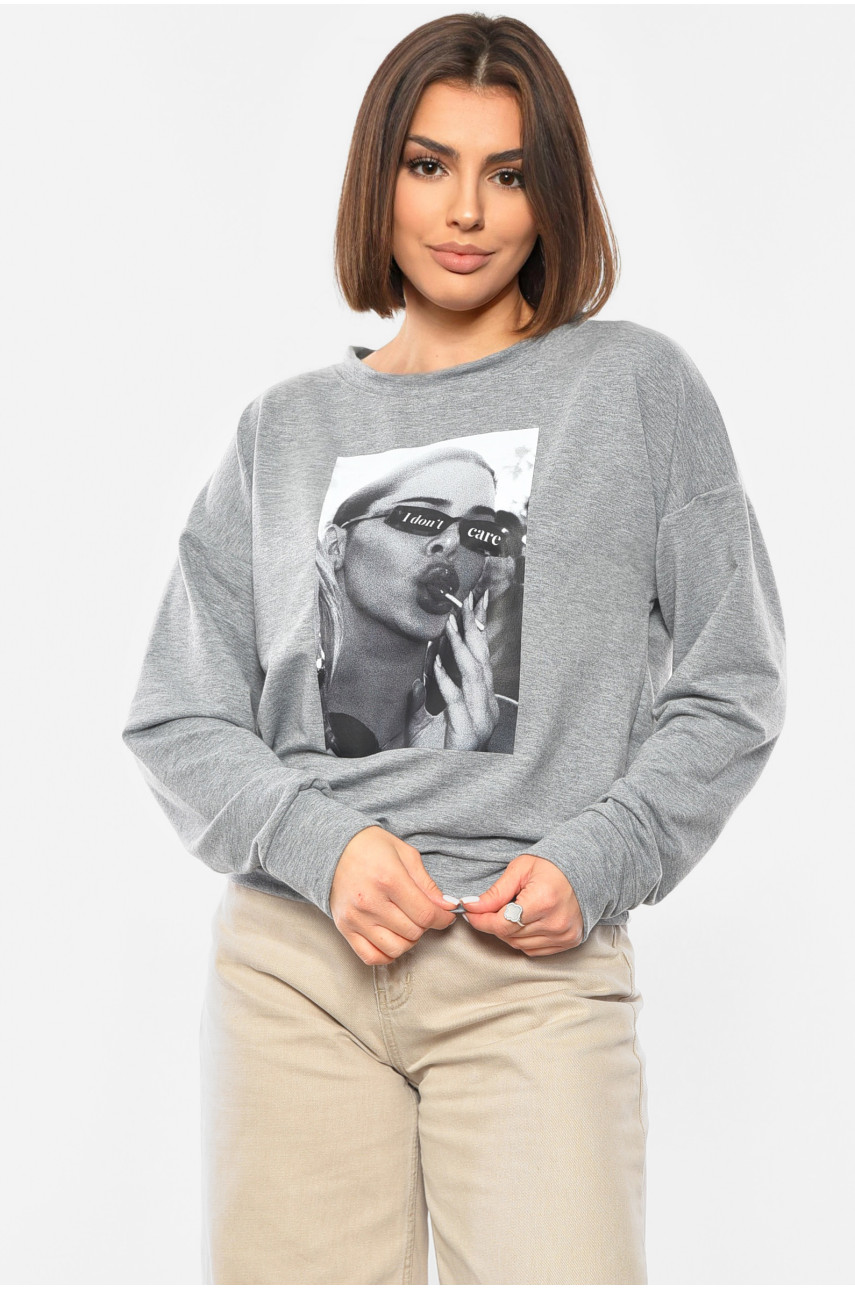 Свитшот женский серого цвета с принтом 1011 192657