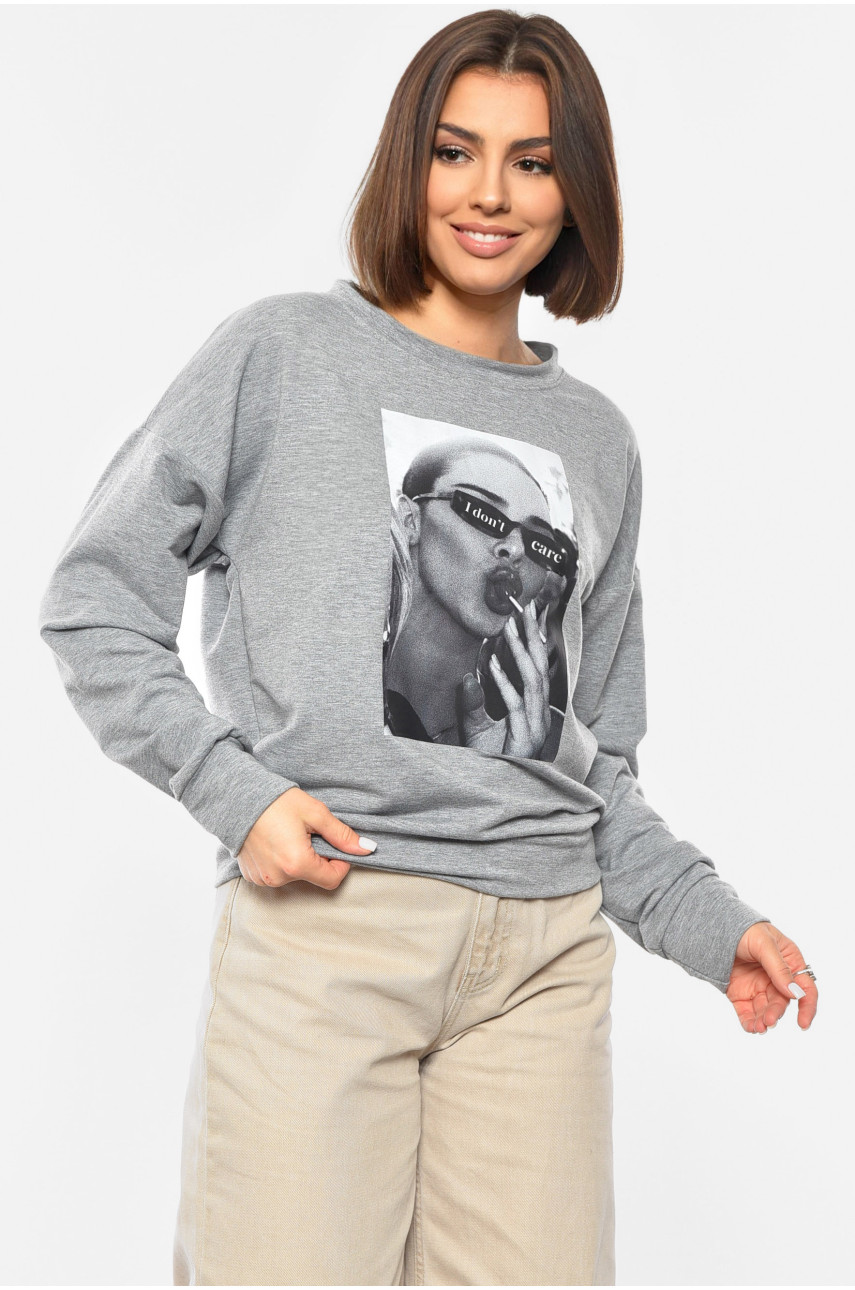 Свитшот женский серого цвета с принтом 1011 192657
