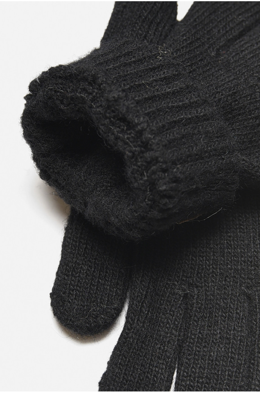 Рукавички дитячі з начісом однотонні чорного кольору 3849 192692