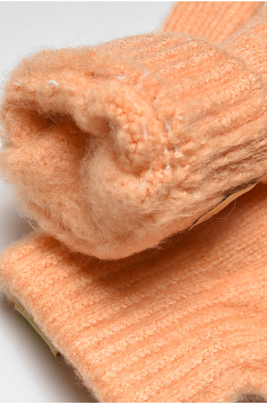 Рукавички дитячі з начісом однотонні персикового кольору 3849 192693