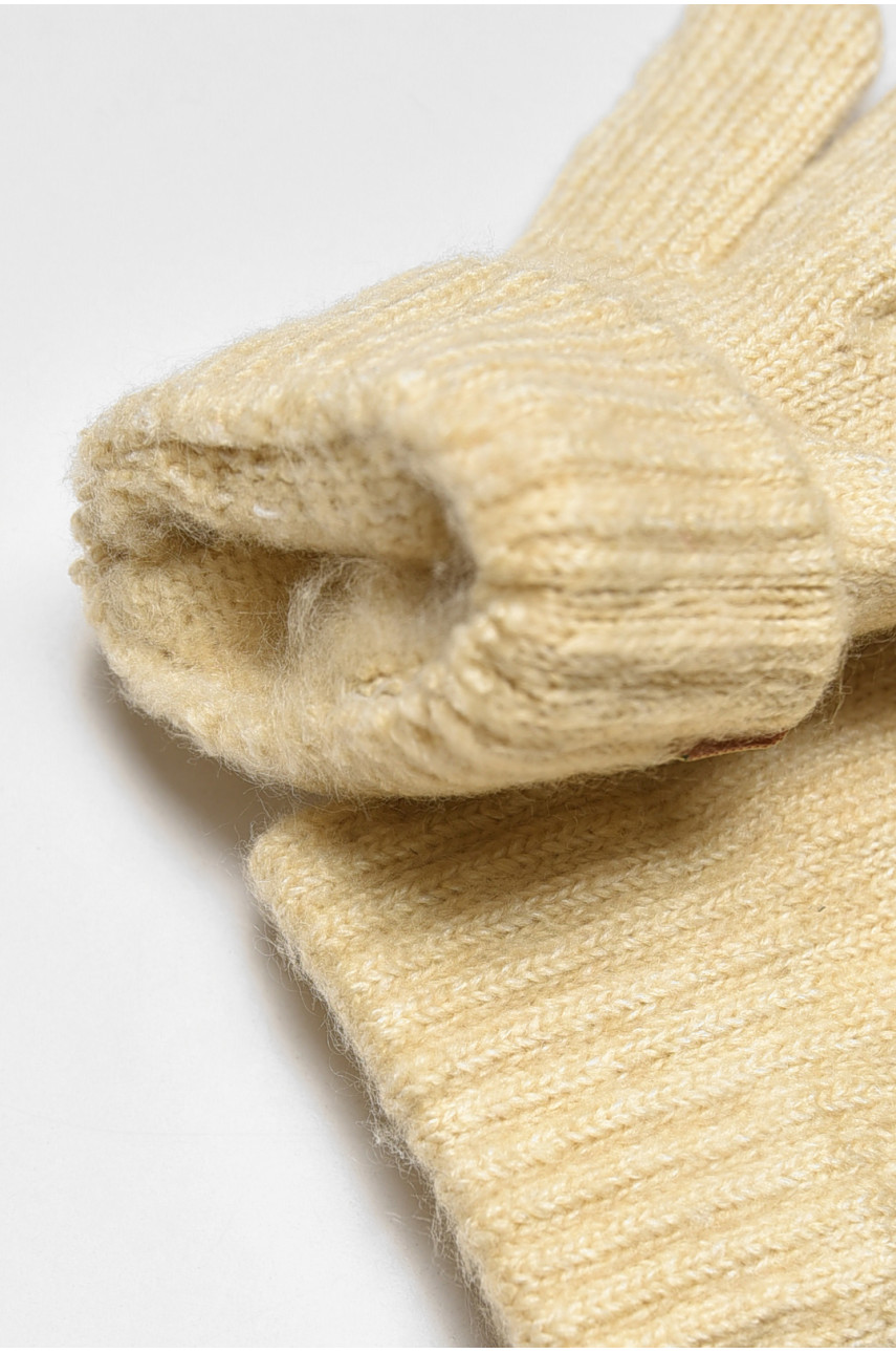 Рукавички дитячі з начісом однотонні молочного кольору 3849 192697