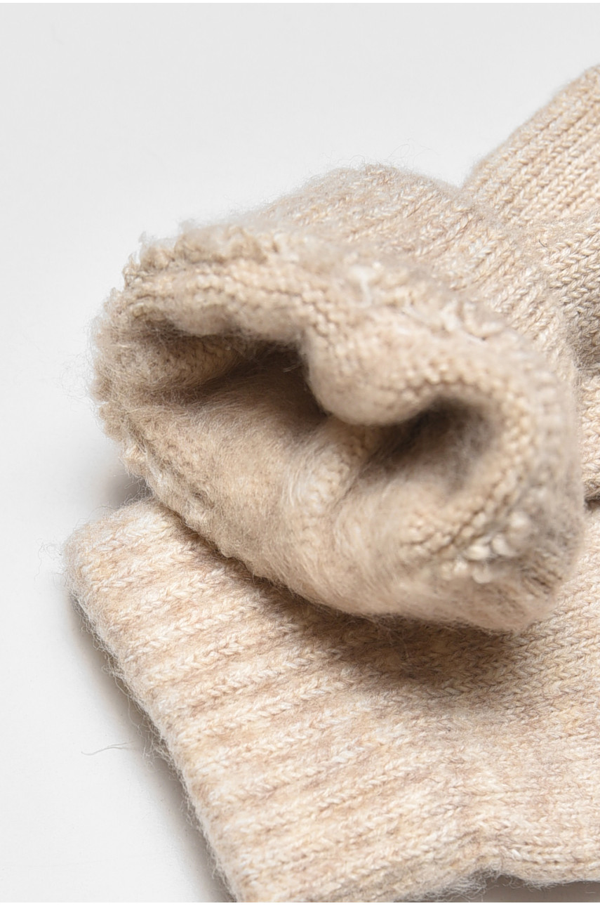 Рукавички дитячі з начісом однотонні бежевого кольору 3849 192698