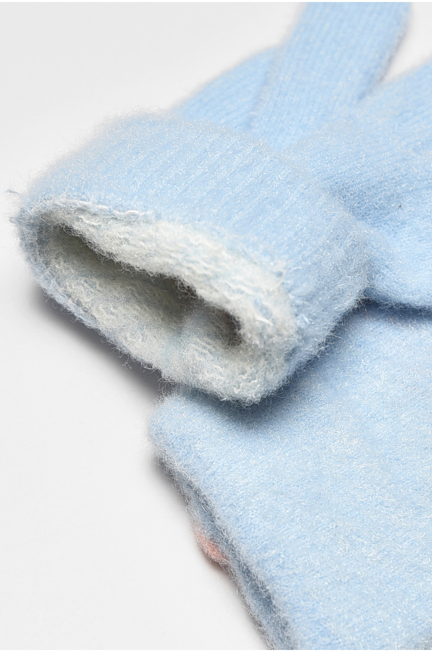 Рукавички дитячі з начісом блакитного кольору з малюнком А639 192701