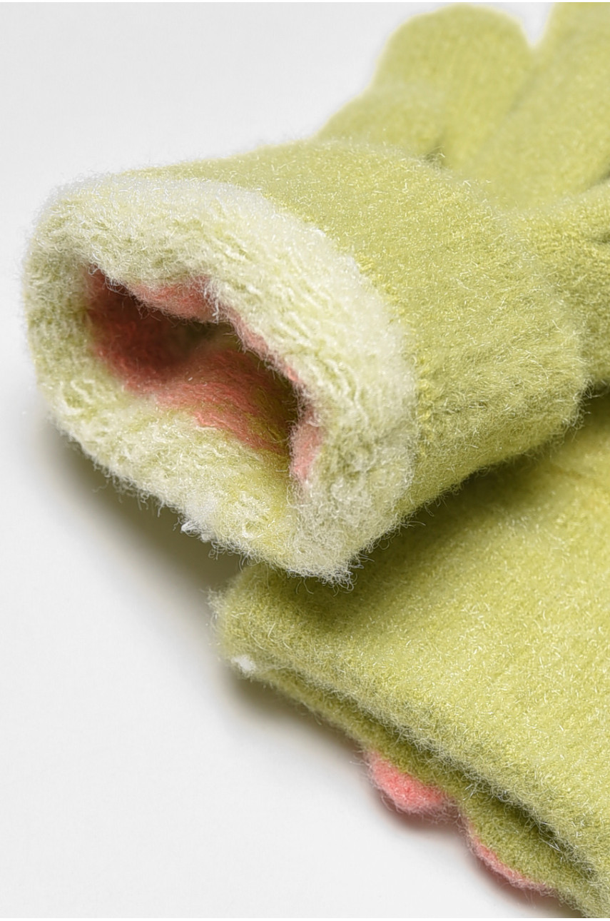 Рукавички дитячі з начісом салатового кольору з малюнком А639 192705