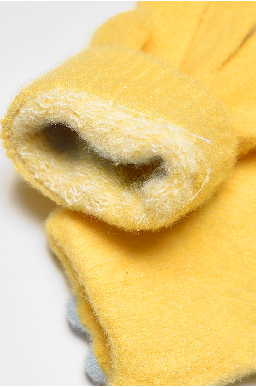 Рукавички дитячі з начісом жовтого кольору з малюнком А639 192710 Рукавички дитячі з начісом жовтого кольору з малюнком А639 192710