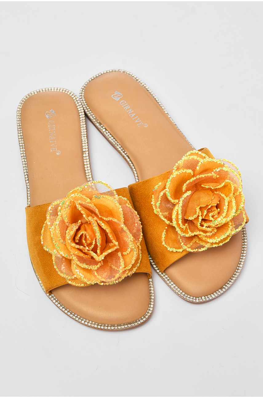 Шлепки женские горчичного цвета 1960422 192714