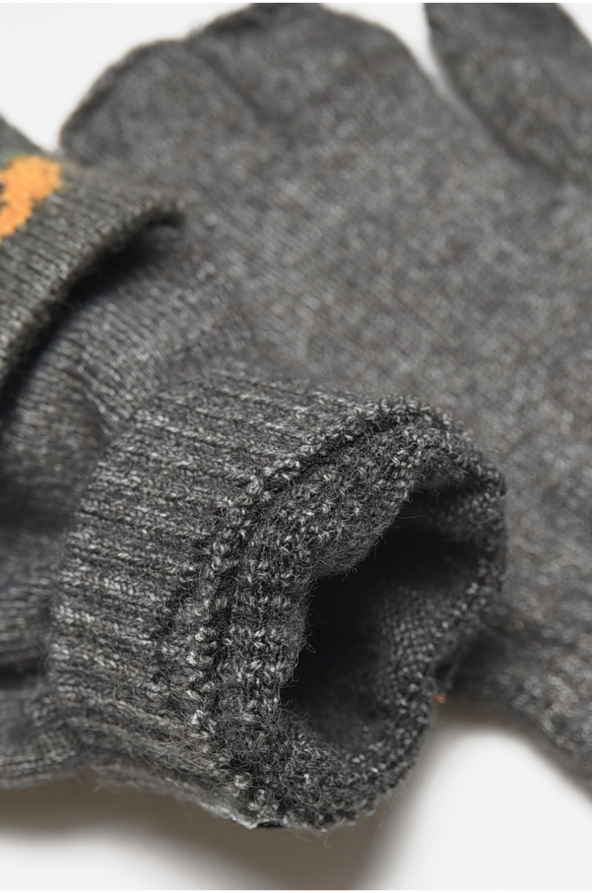 Рукавички дитячі демісезонні темно-зеленого кольору з малюнком 2018 192722