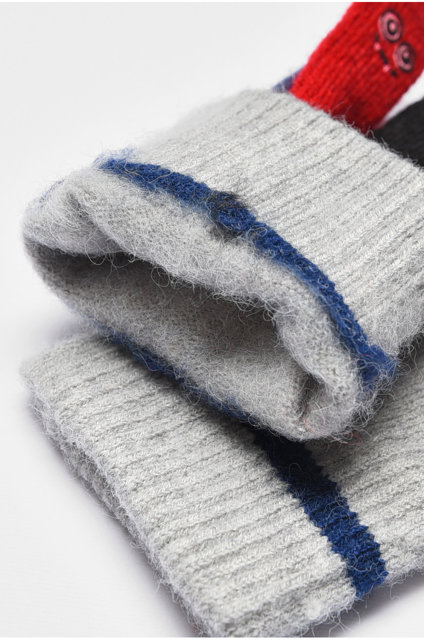 Рукавички дитячі демісезонні сірого кольору з малюнком 2430 192733