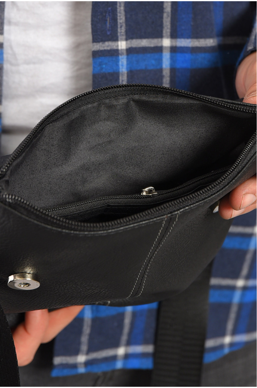 Сумка чоловіча через плече з екошкіри чорного кольору в-11 192811