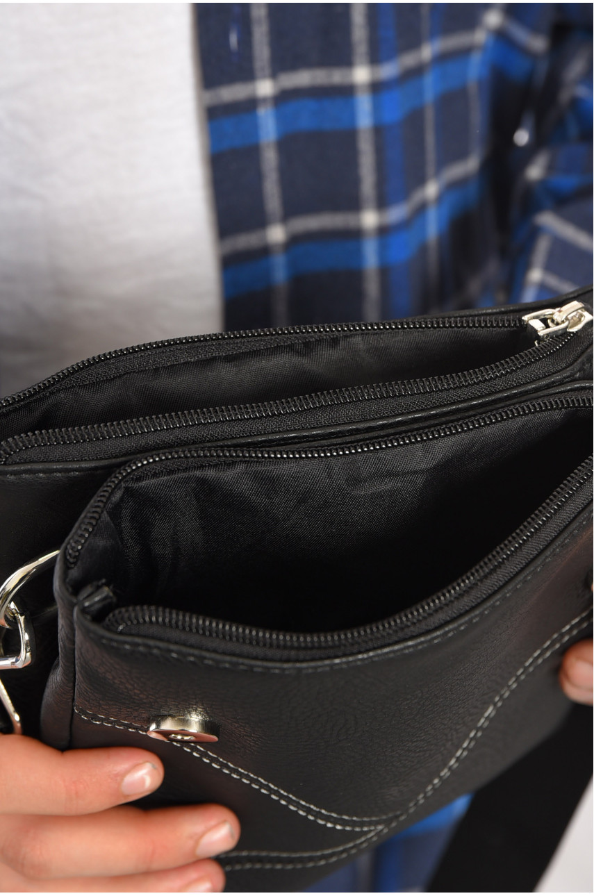 Сумка чоловіча через плече з екошкіри чорного кольору в-14 192812