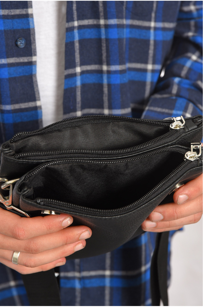 Сумка чоловіча через плече з екошкіри чорного кольору в-12 192813