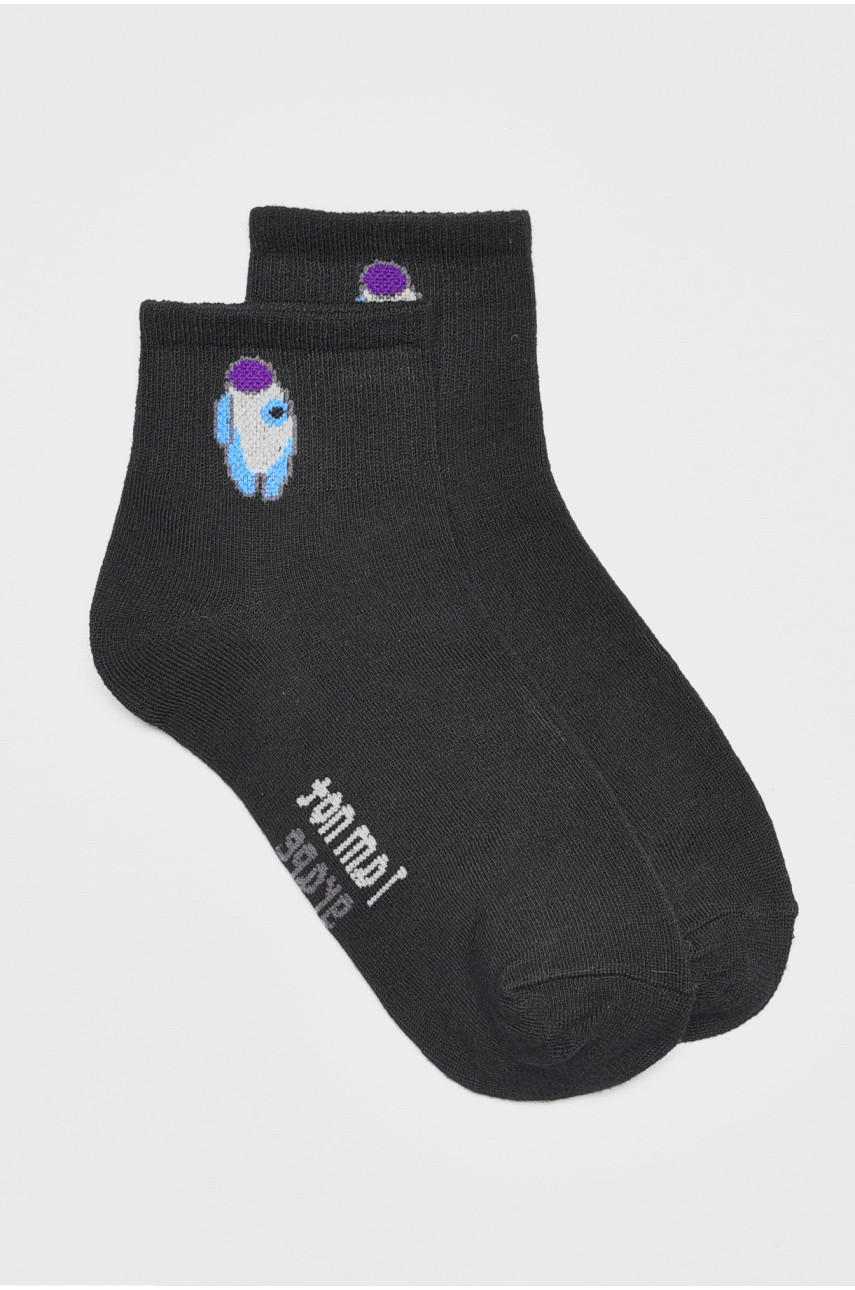 Носки детские демисезонные черного цвета с рисунком 3178-1 192824