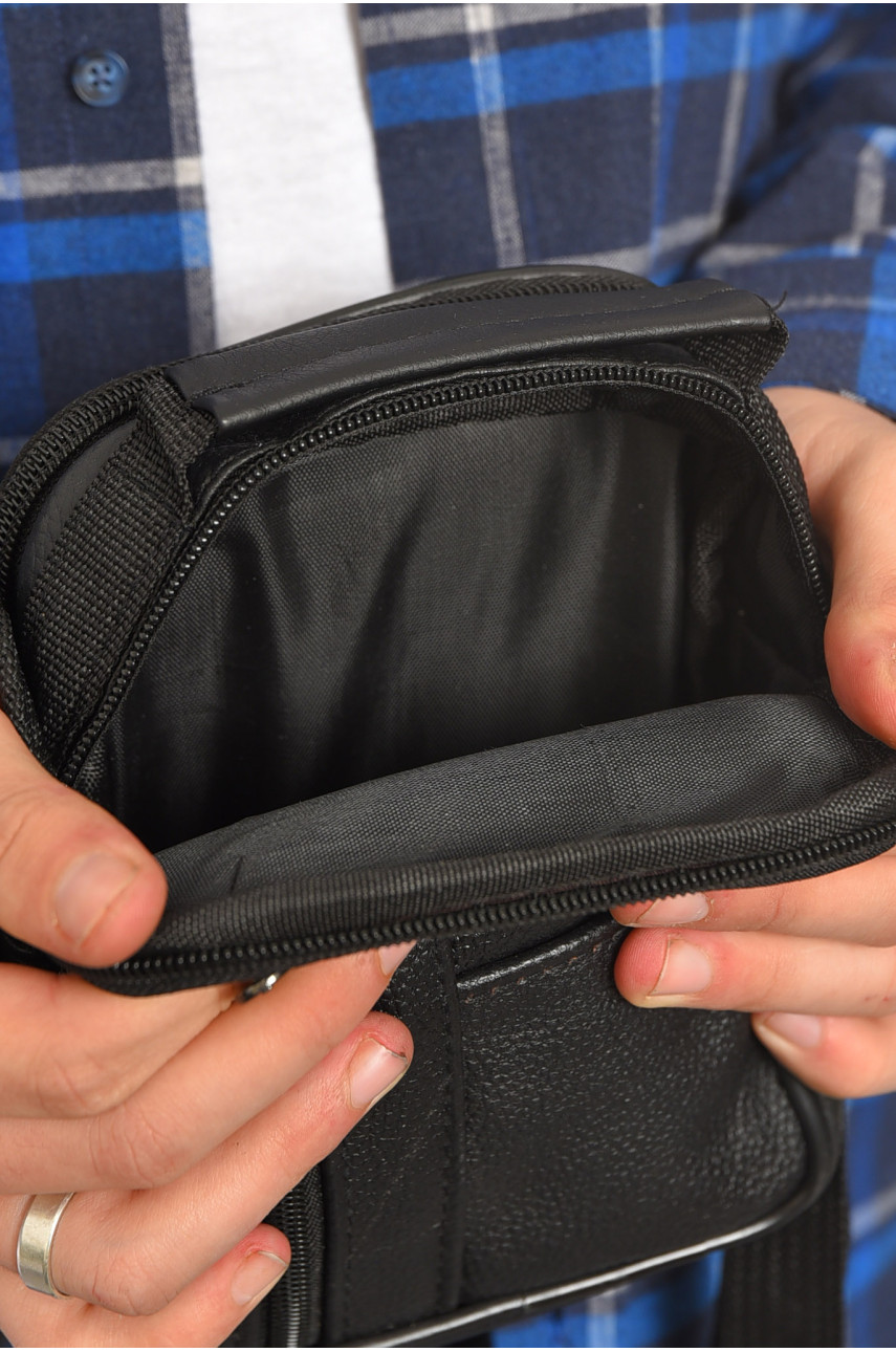 Сумка чоловіча через плече з екошкіри чорного кольору 6685 192831 Сумка чоловіча через плече з екошкіри чорного кольору 6685 192831