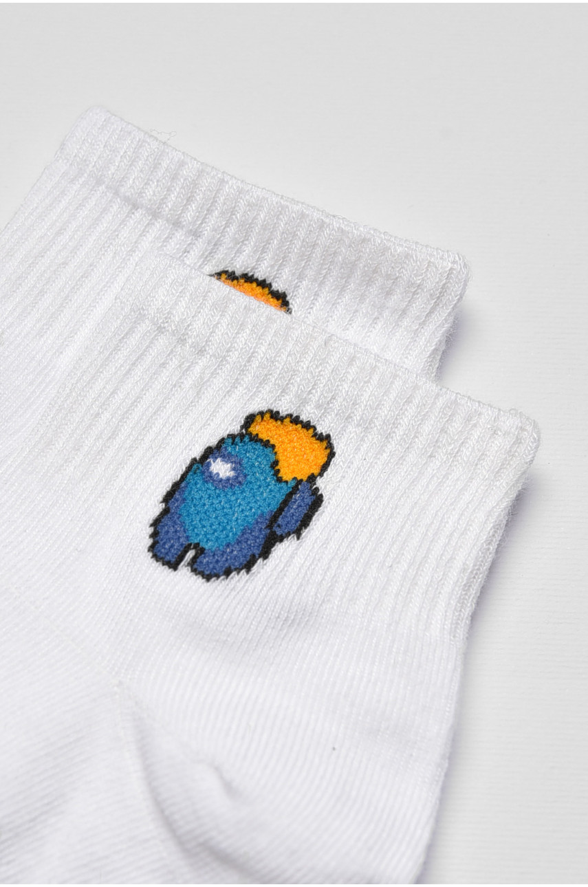 Носки детские демисезонные белого цвета с рисунком 3178-1 192833