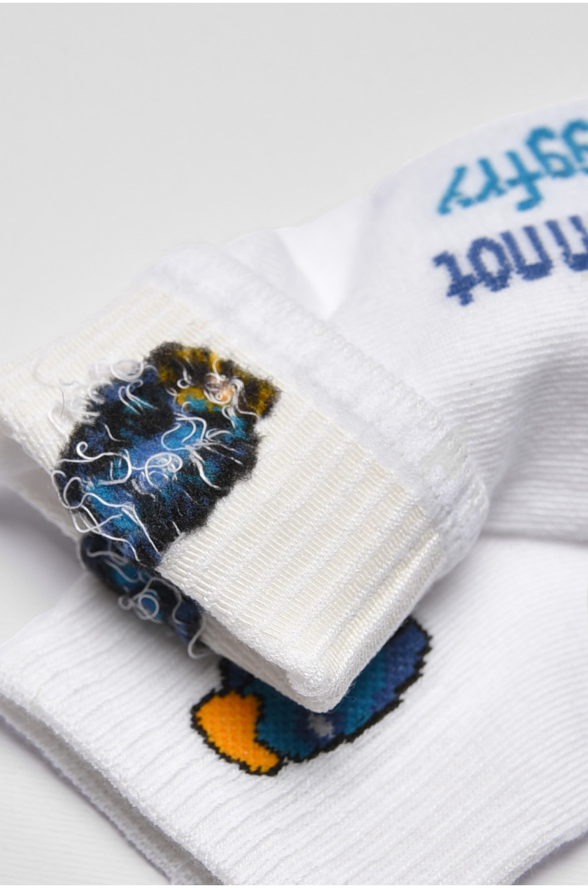 Носки детские демисезонные белого цвета с рисунком 3178-1 192833