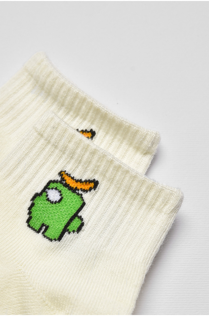 Носки детские демисезонные молочного цвета с рисунком 3178-1 192837