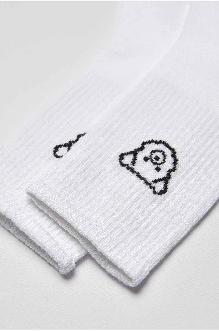 Носки детские демисезонные белого цвета с рисунком 3190 192838