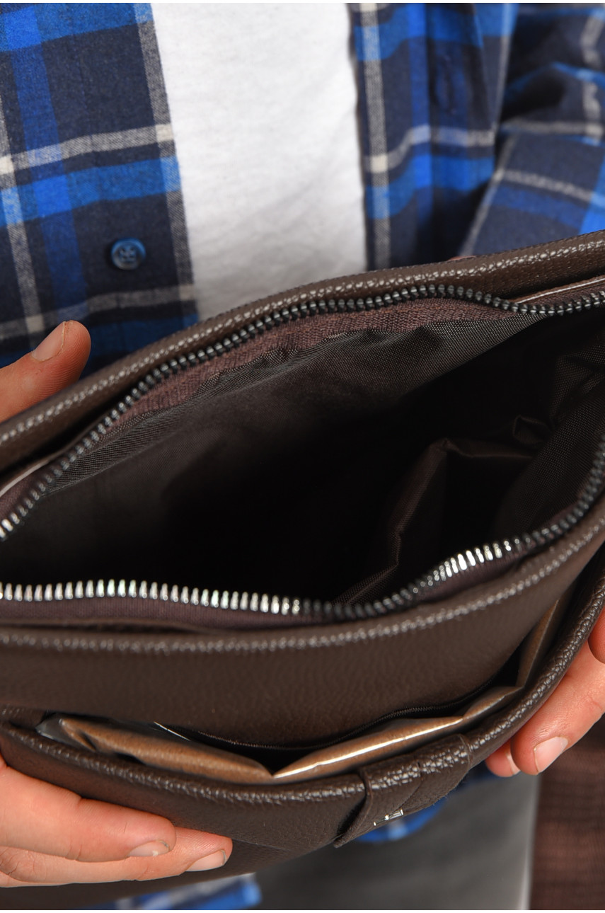 Сумка мужская через плечо из экокожи коричневого цвета 8003 192839