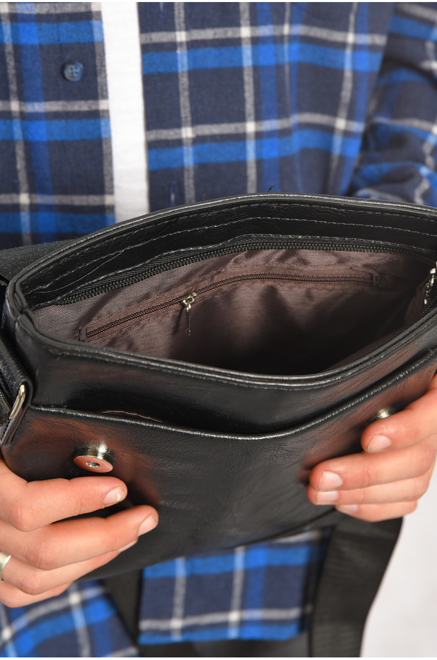 Сумка чоловіча через плече з екошкіри чорного кольору 2704-2 192848