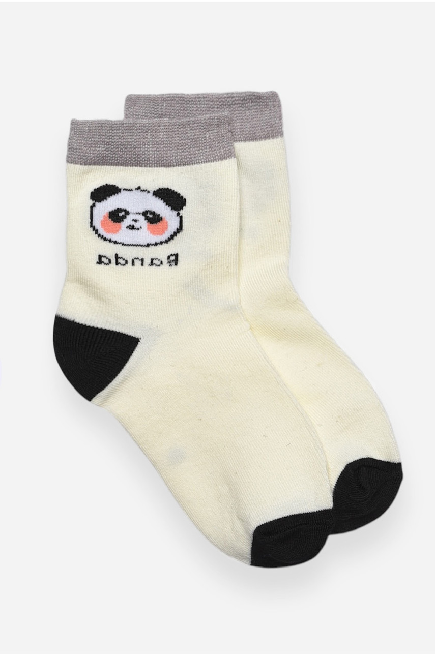Носки детские демисезонные молочного цвета с рисунком 3167 192850