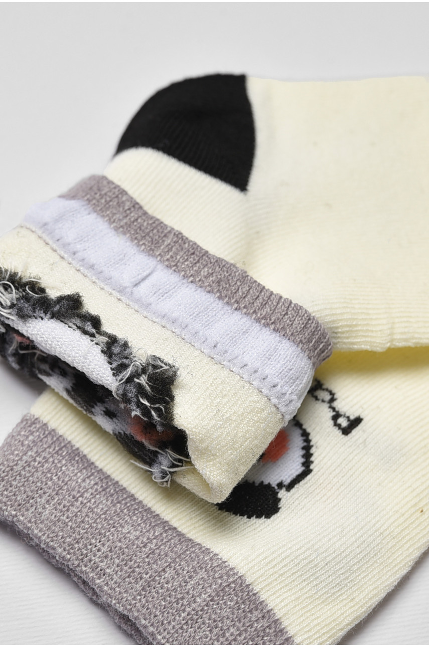 Носки детские демисезонные молочного цвета с рисунком 3167 192850