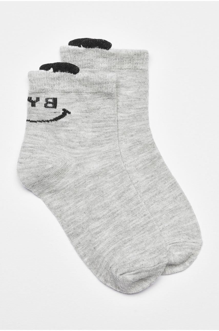 Носки детские демисезонные серого цвета с рисунком 3186 192867