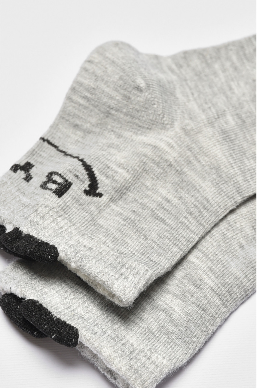 Носки детские демисезонные серого цвета с рисунком 3186 192867