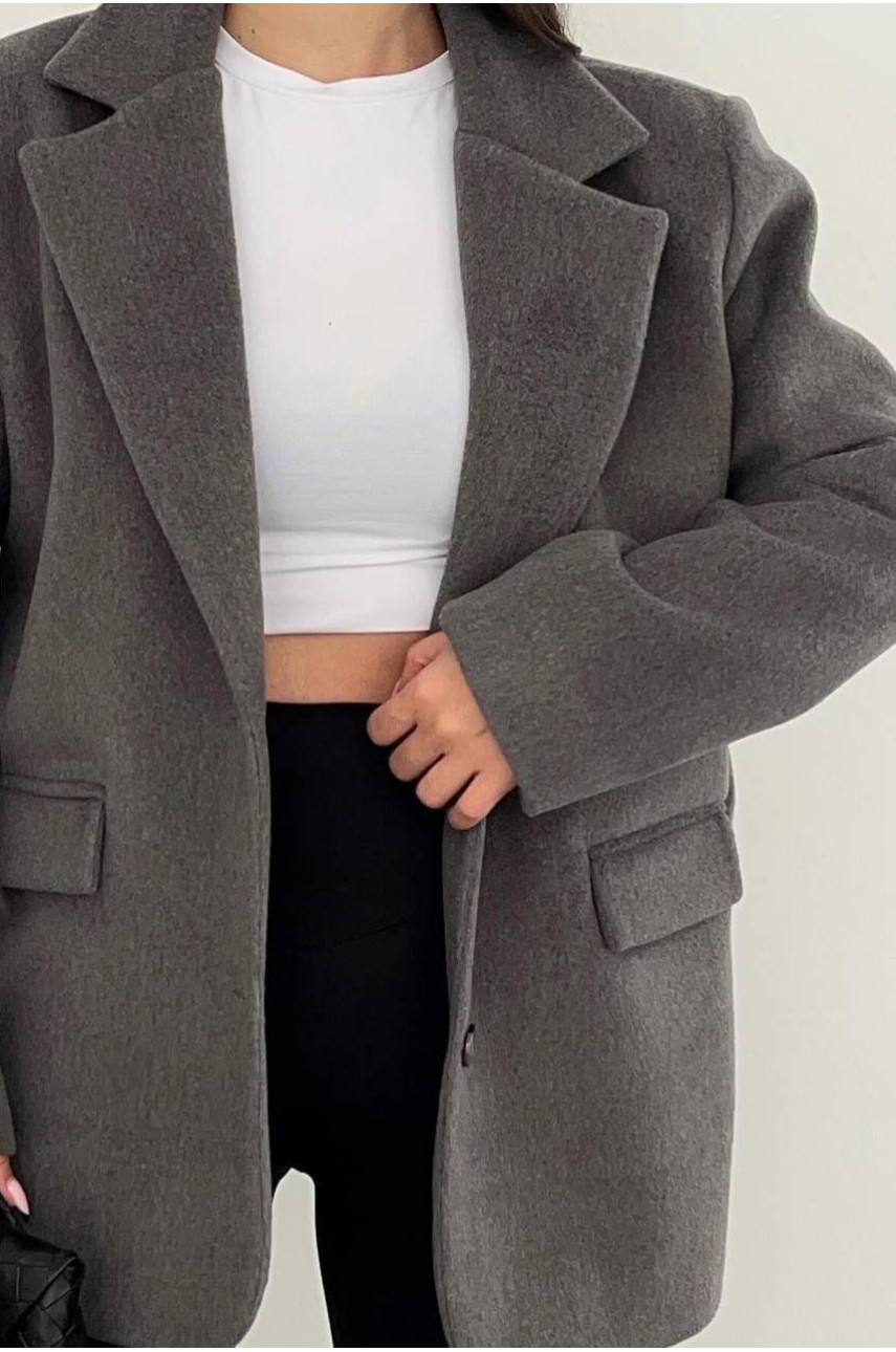 Пальто-піджак жіночий сірого кольору 159 192868