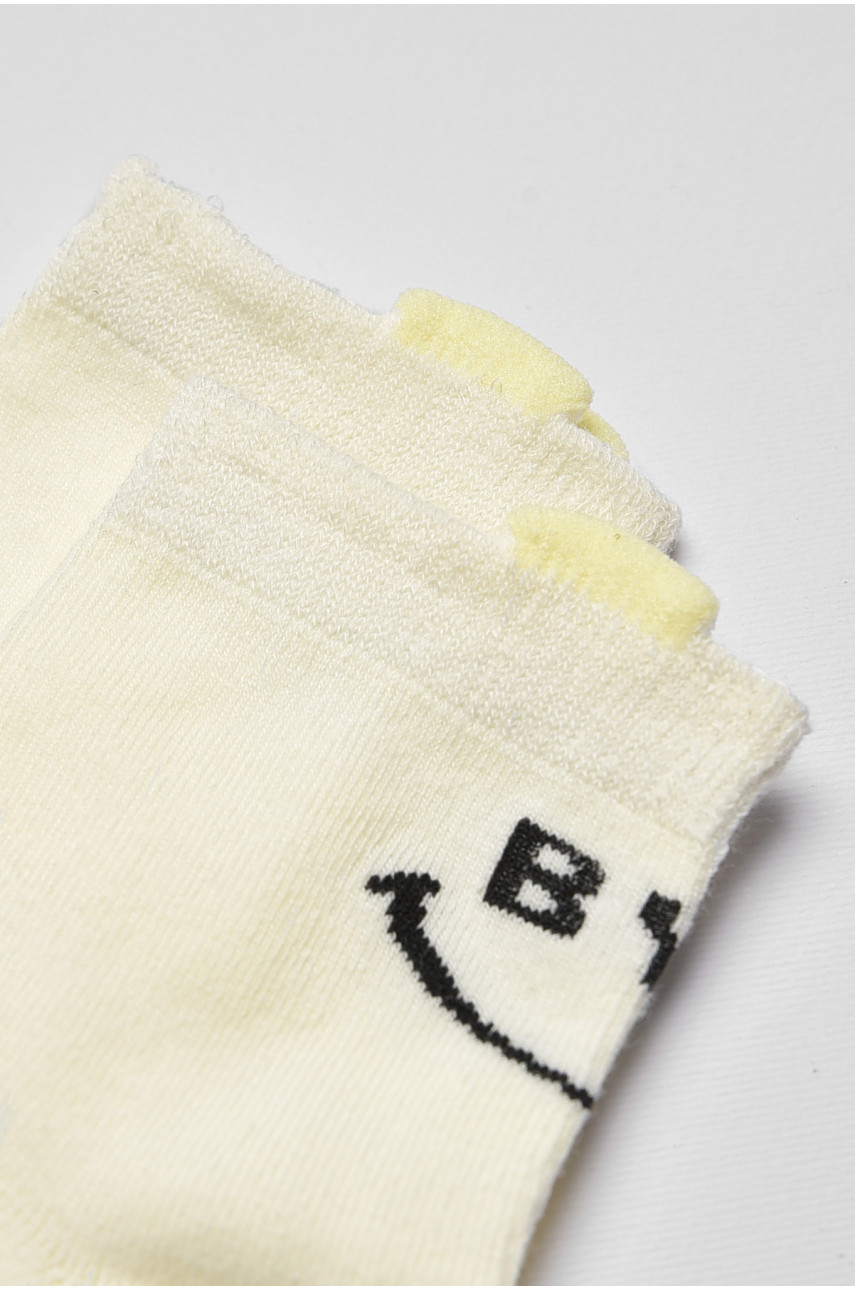 Носки детские демисезонные молочного цвета с рисунком 3186 192871