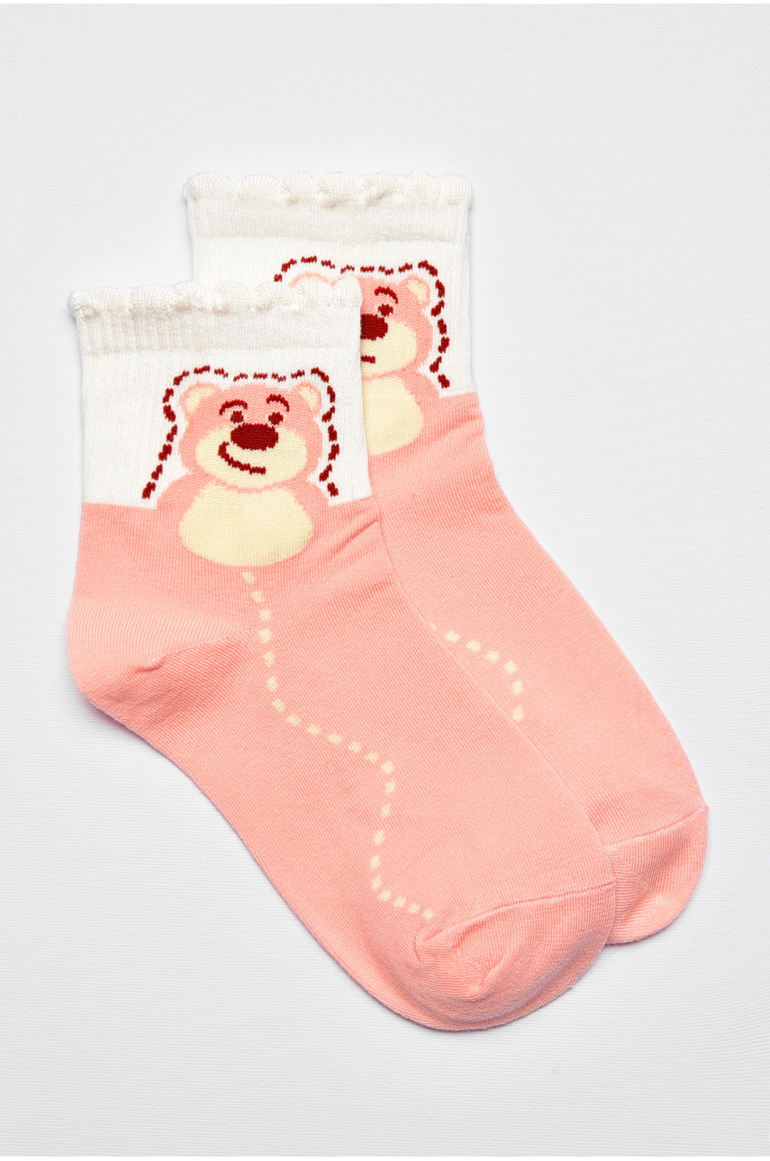 Носки детские демисезонные розового цвета с рисунком 378-4 192872