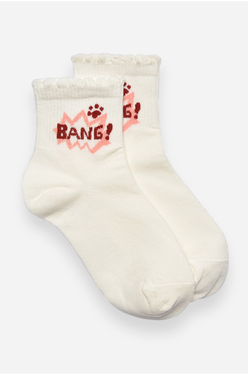 Носки детские демисезонные белого цвета с рисунком 378-4 192874