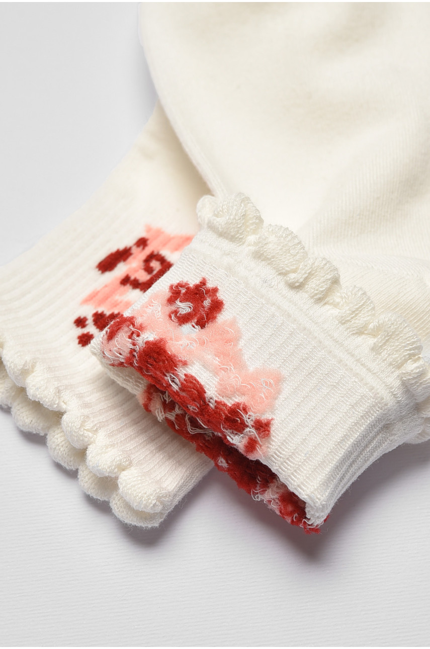 Носки детские демисезонные белого цвета с рисунком 378-4 192874