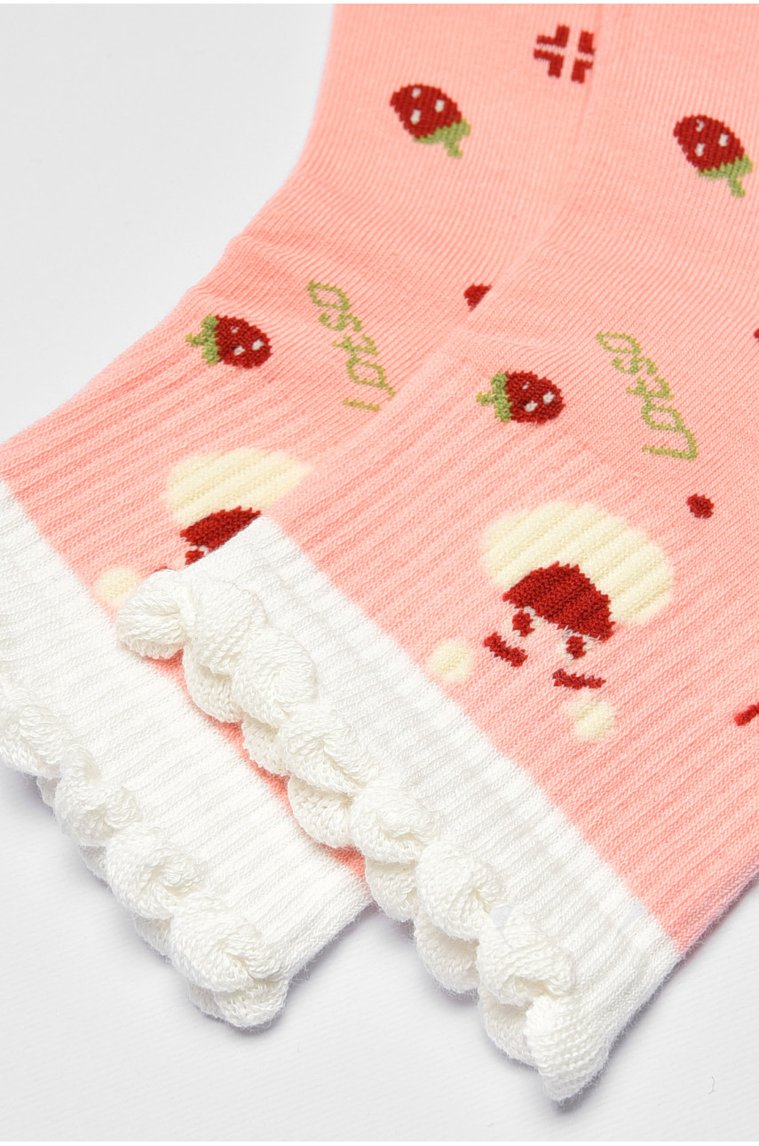 Носки детские демисезонные розового цвета с рисунком 378-4 192875