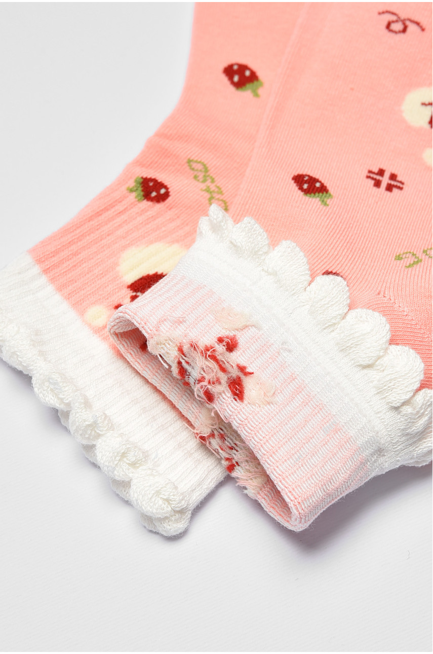 Носки детские демисезонные розового цвета с рисунком 378-4 192875