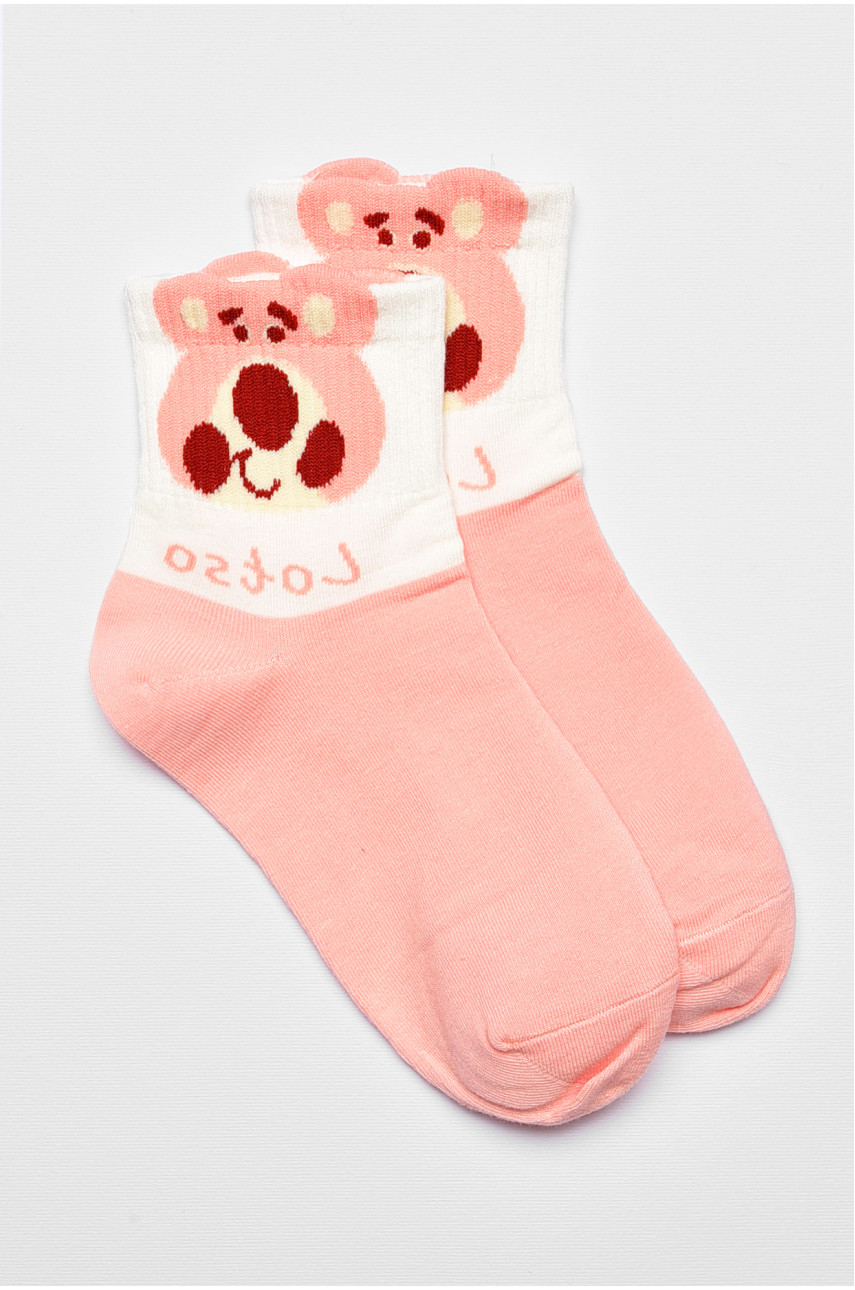 Носки детские демисезонные розового цвета с рисунком 378-4 192876