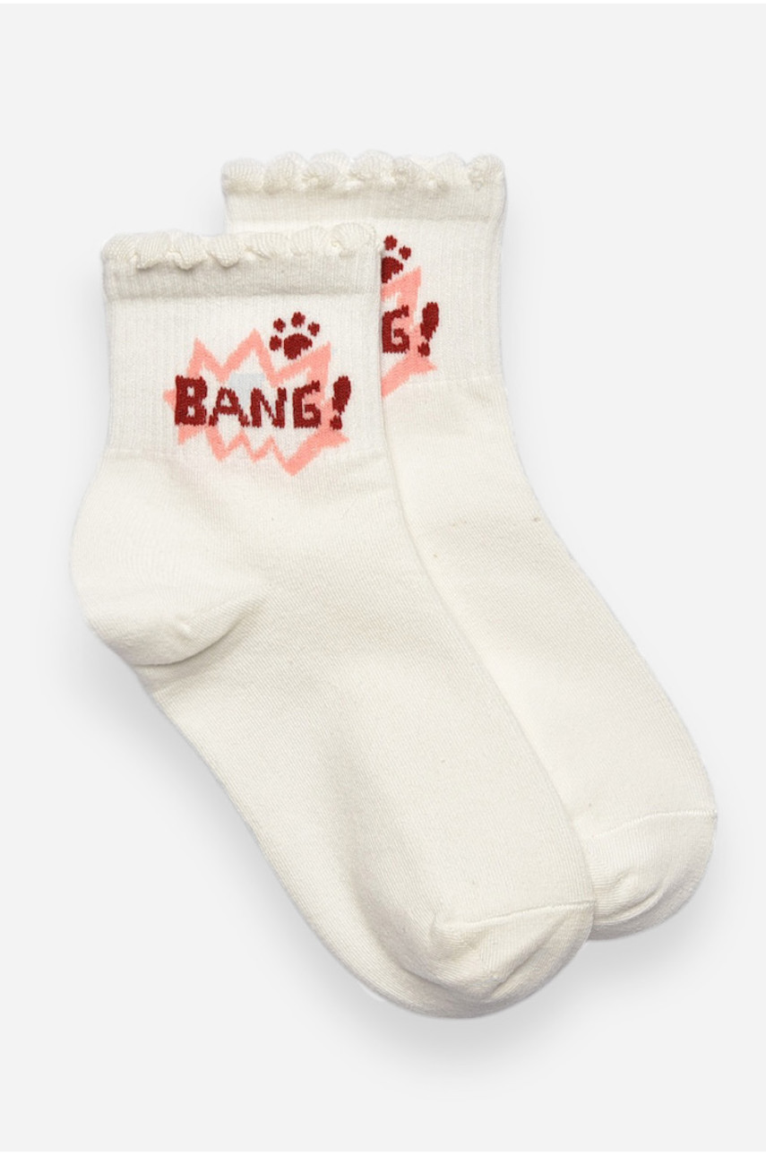 Носки детские демисезонные белого цвета с рисунком 378-4 192877