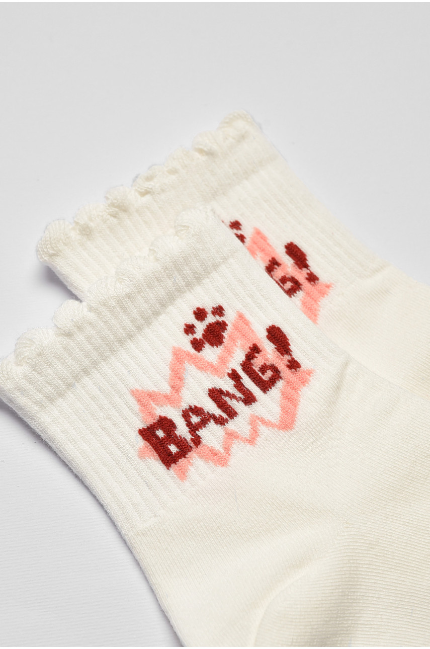 Носки детские демисезонные белого цвета с рисунком 378-4 192877