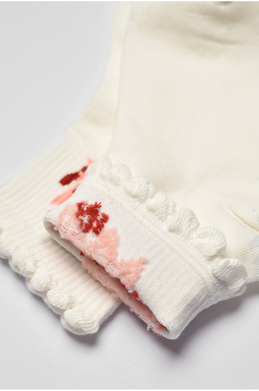 Носки детские демисезонные белого цвета с рисунком 378-4 192877