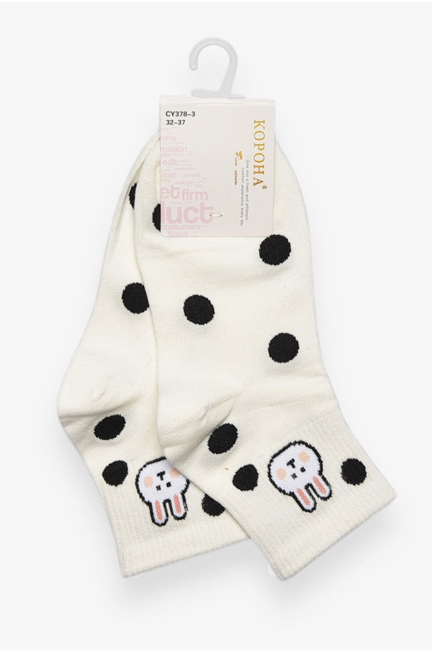 Носки детские демисезонные белого цвета с рисунком 378-3 192878