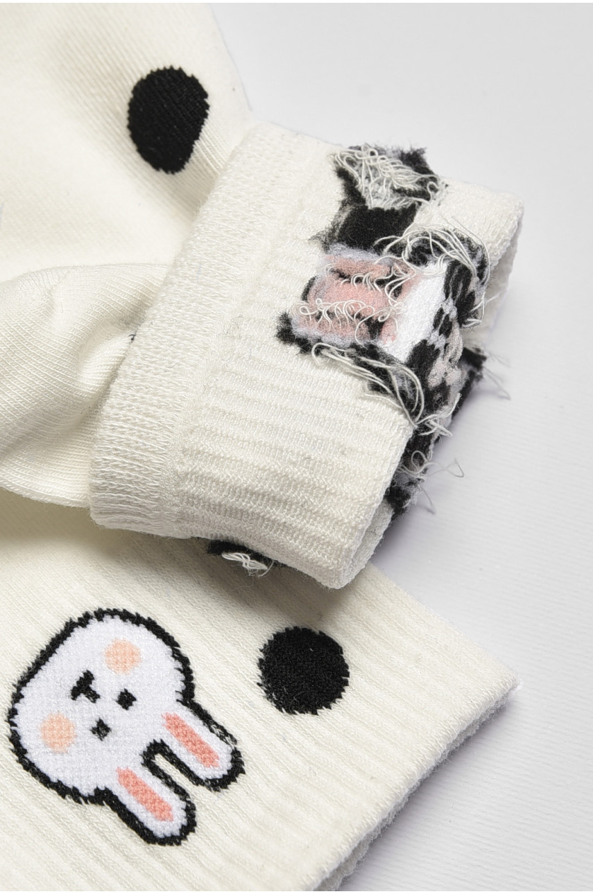 Носки детские демисезонные белого цвета с рисунком 378-3 192878