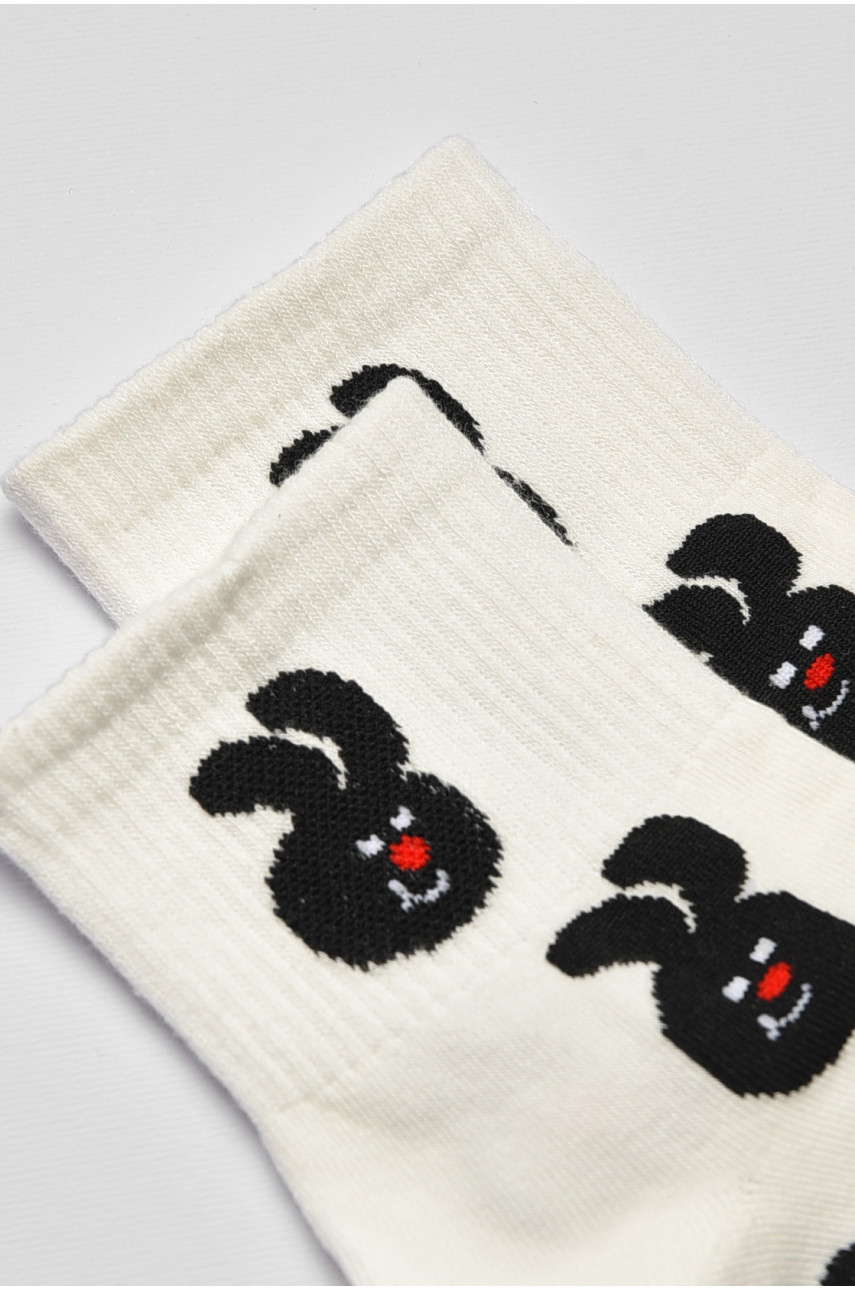 Носки детские демисезонные белого цвета с рисунком 378-3 192882