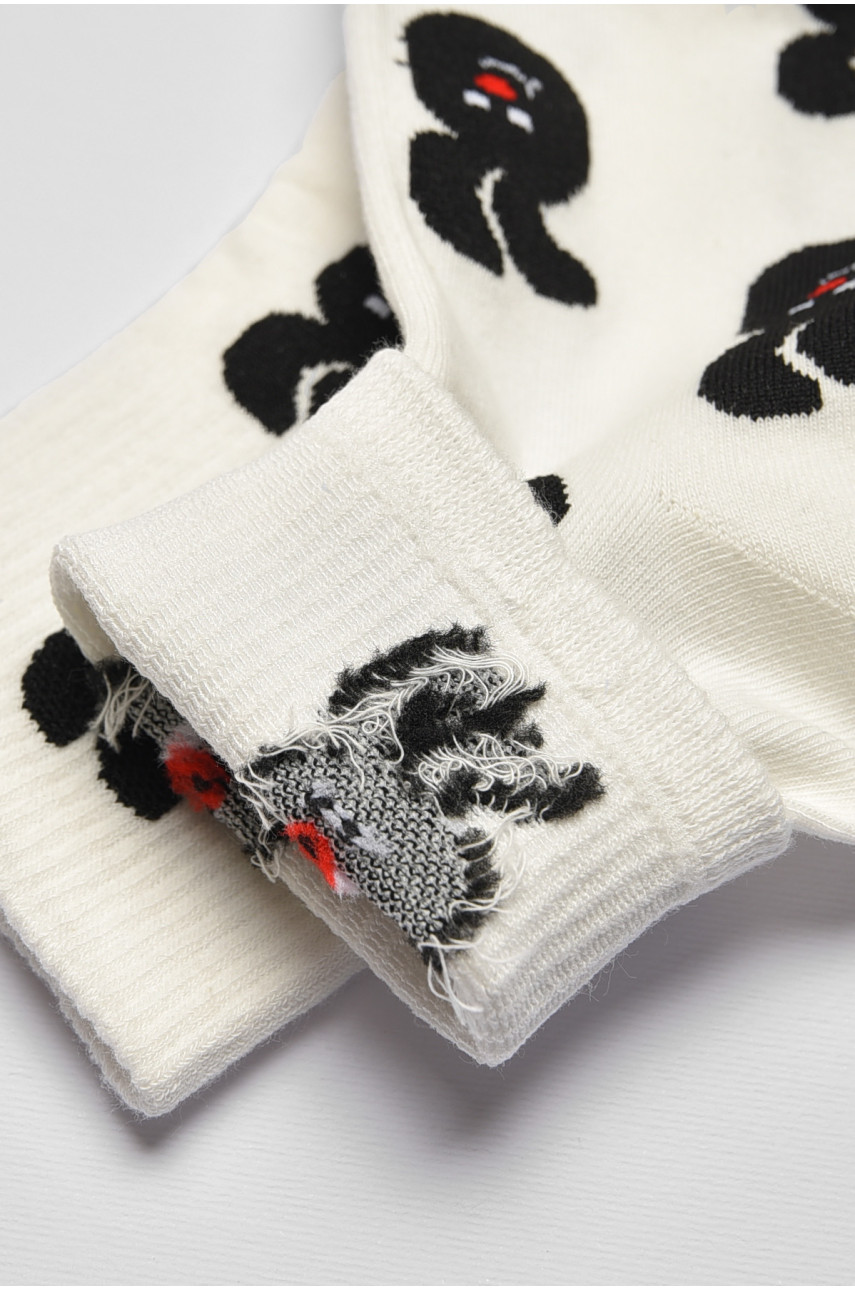 Носки детские демисезонные белого цвета с рисунком 378-3 192882