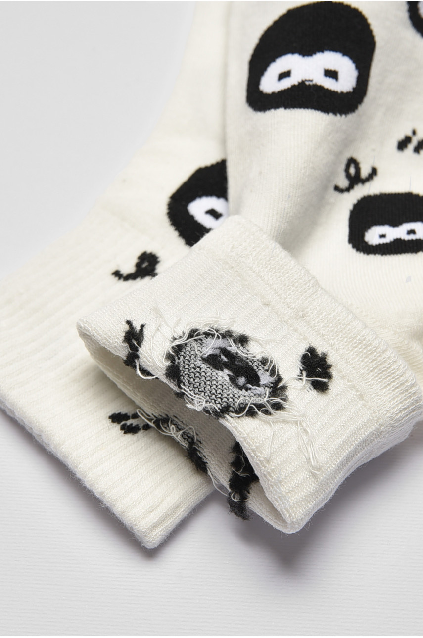 Носки детские демисезонные белого цвета с рисунком 378-3 192884